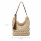 Woven Hobo Shoulder Bag with Magnetic Closure and Slouchy Straw Style Texture