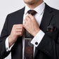 Men's Floral Pattern Tie Gift Set with Matching Pocket Square Cufflinks and Silver Tie Clip
