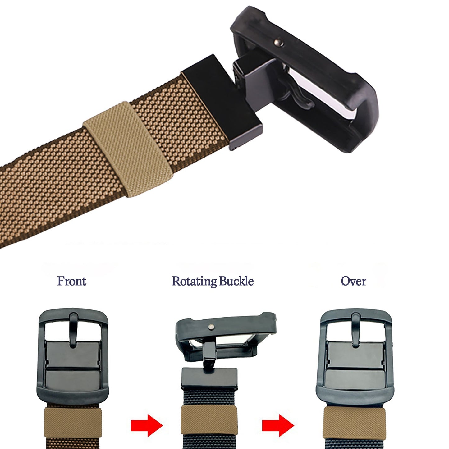 Reversible Belt - Adjustable Military-Style Belt with Stainless Steel Buckle