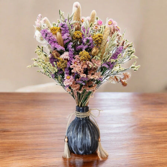 Vibrant Wildflower-Inspired Dried Flowers Floral Arrangement, 17.8 Inches