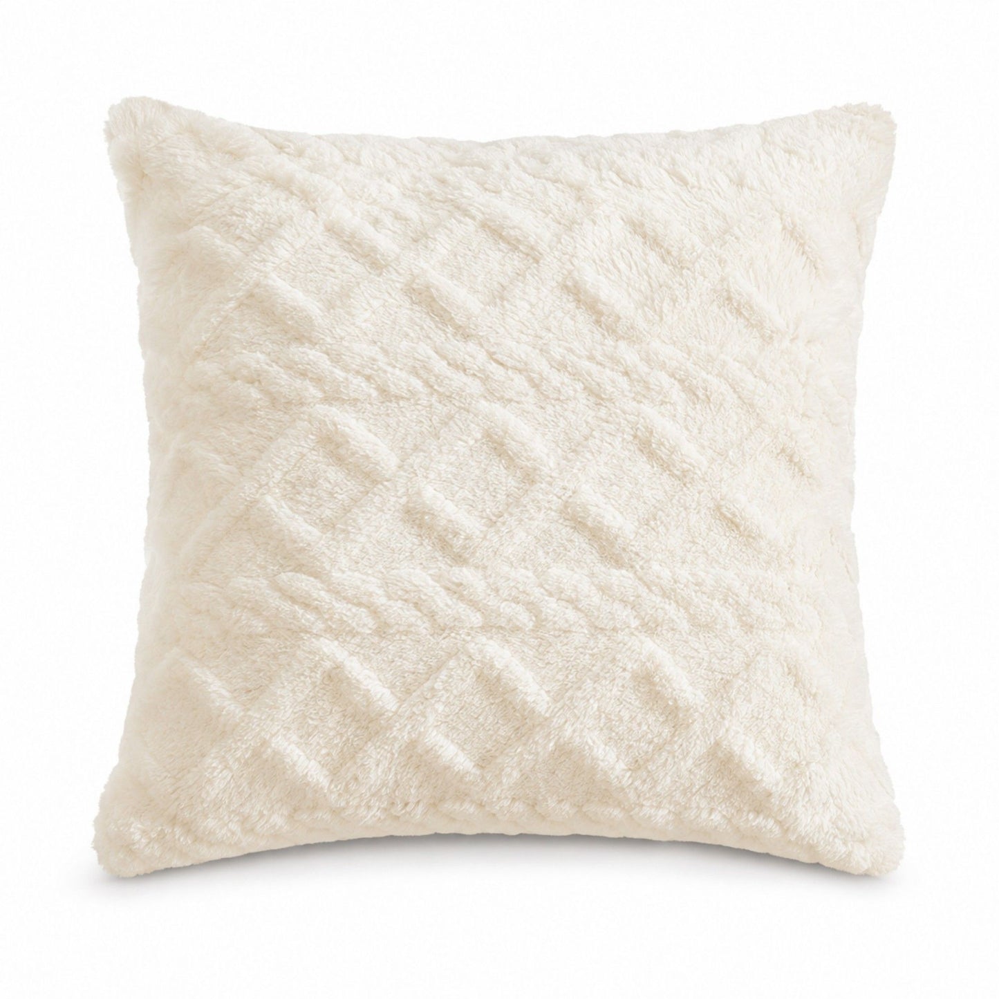 Plush Textured Jacquard Throw Pillow Cover Square Decorative Cushion Cover