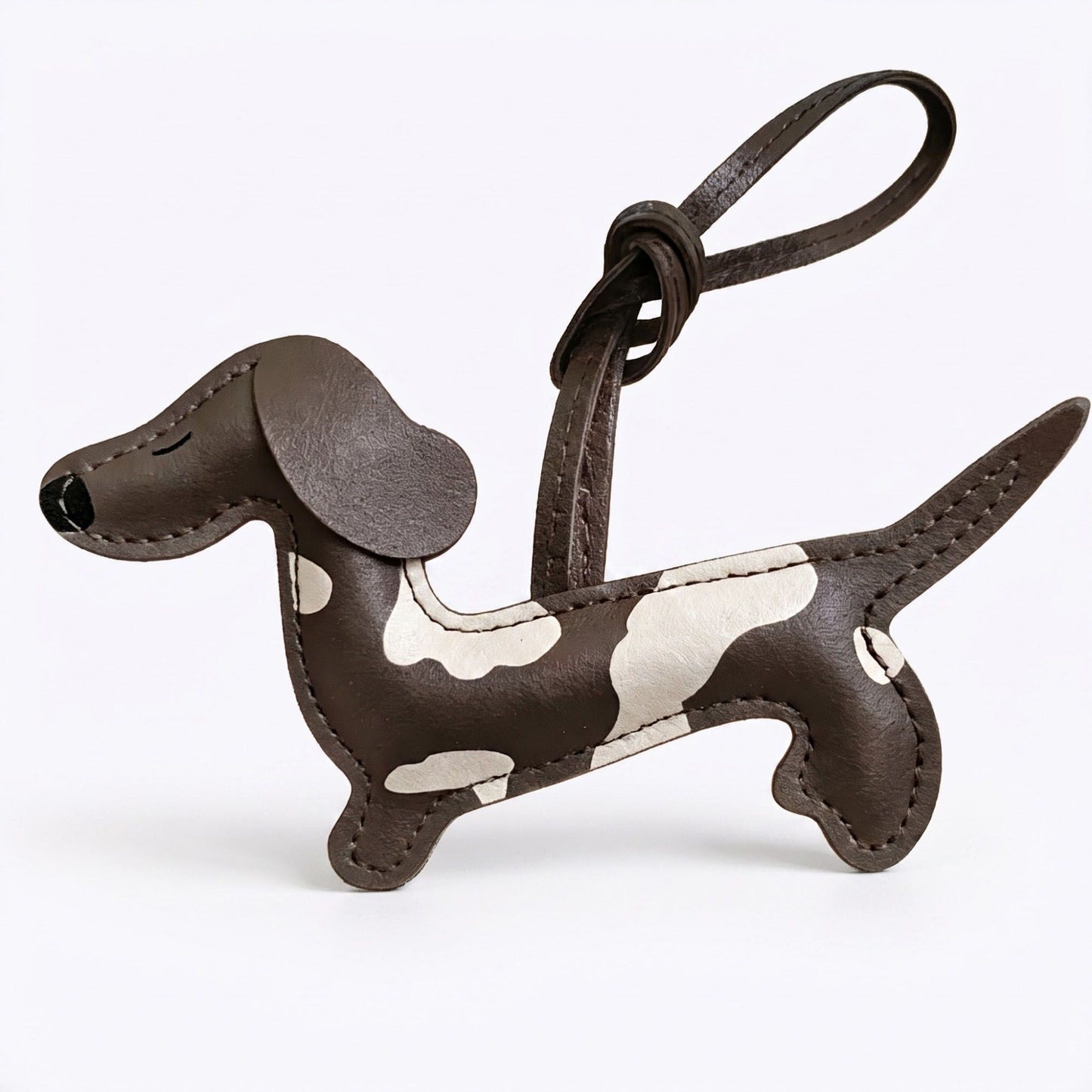 Dachshund Wiener Dog Bag Charm with Faux Leather Loop Strap