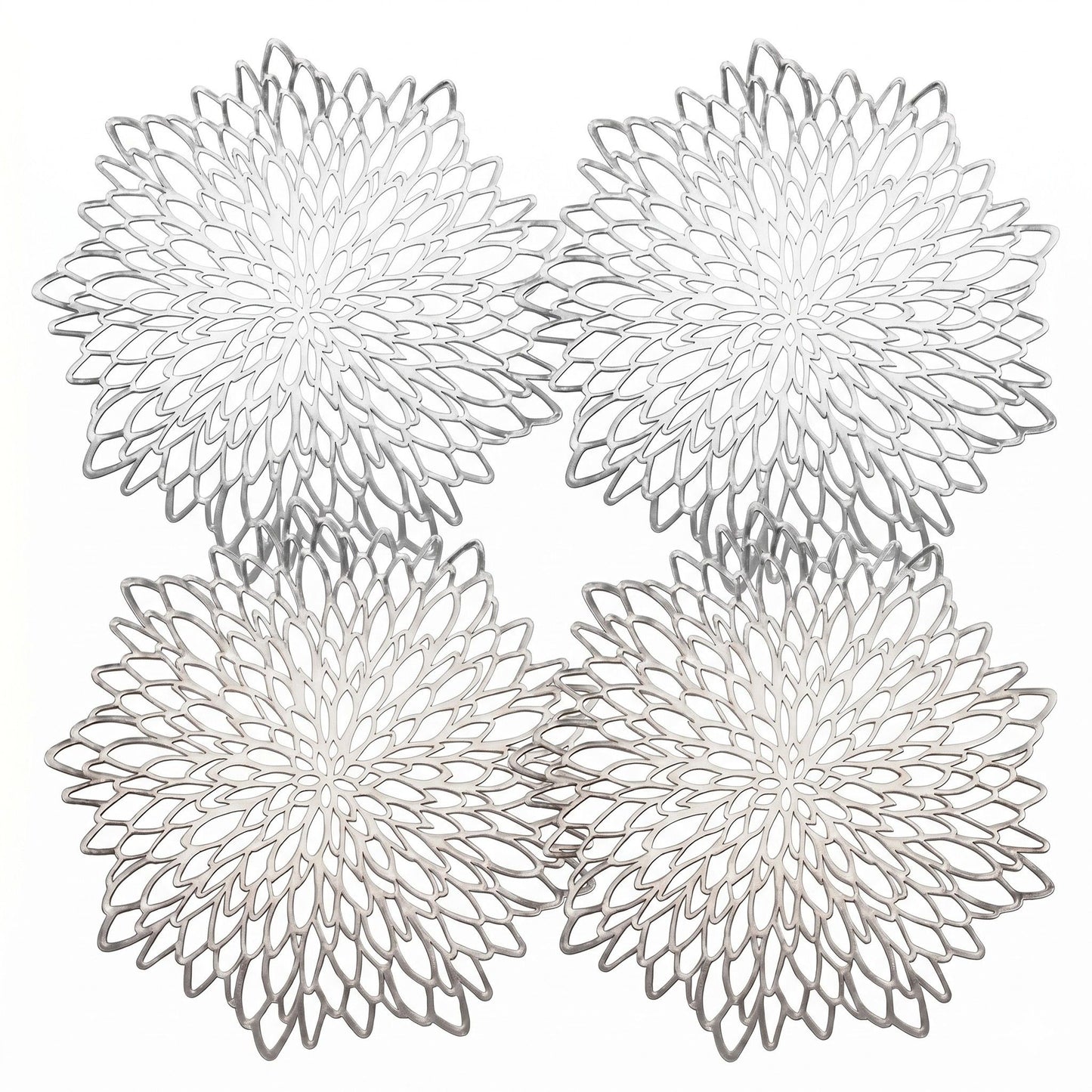 4 Piece Set Round Floral Cutout PVC Placemats Heat Resistant Decorative Table Mats