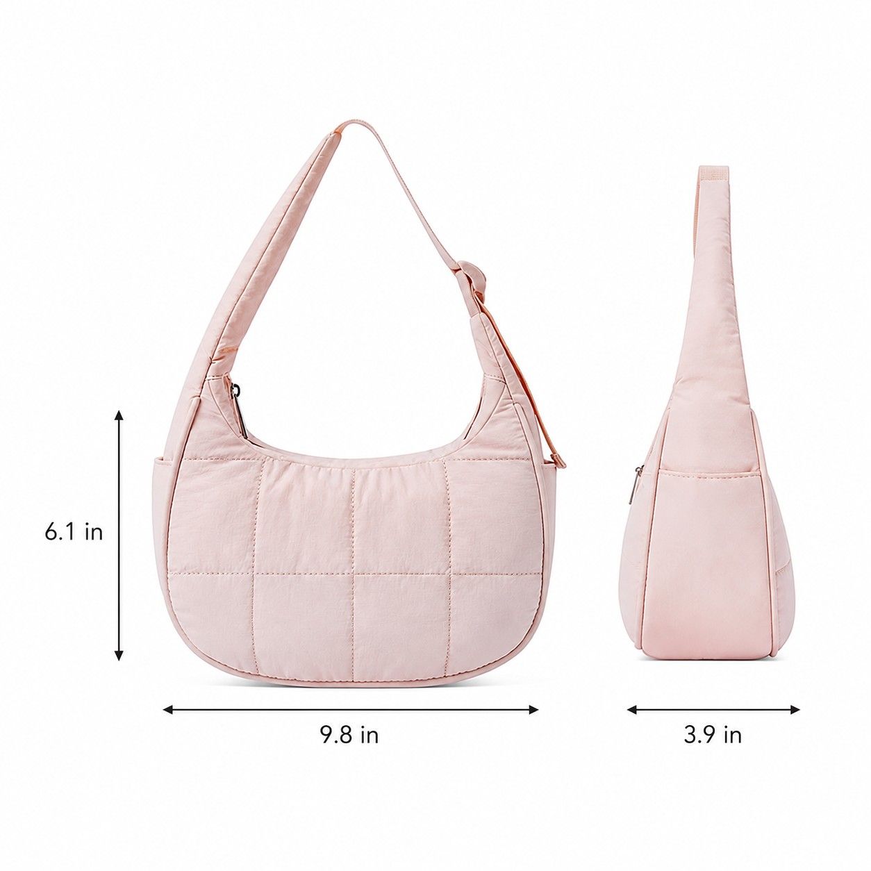 Quilted Nylon Hobo Shoulder Bag with Adjustable Strap and Multiple Pockets