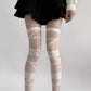 Sheer Tights with Wrapped Ribbon Illusion and Gothic Layered Design
