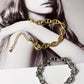 Women's Link Bracelet with Adjustable Chain - Chunky Geometric Pattern Bracelets for Modern Elegant Styling