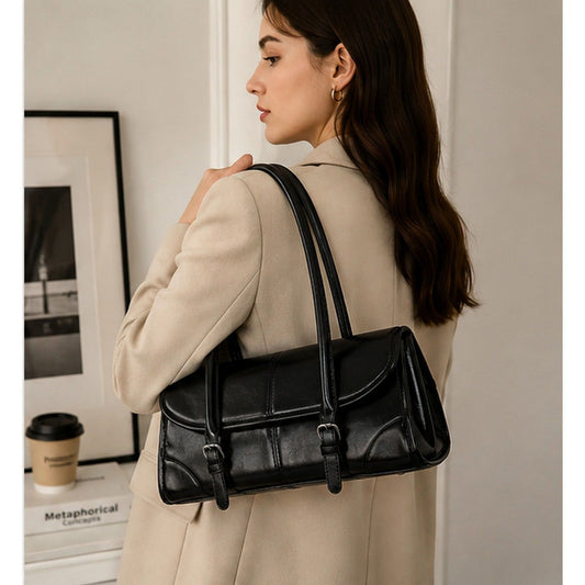 Vintage Oil-Wax Finish East-West Shoulder Bag