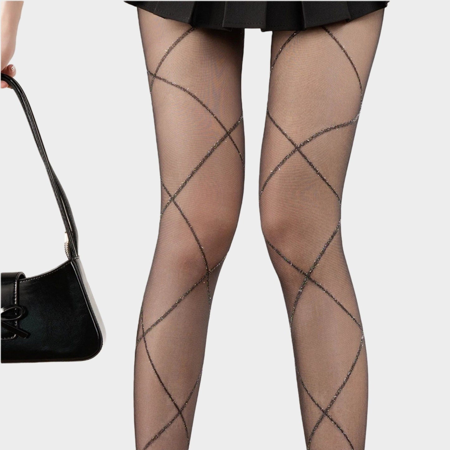 Crisscross Pattern Sheer Tights with Soft Stretch Fit and Delicate Allover Line Design for Stylish Everyday Legwear