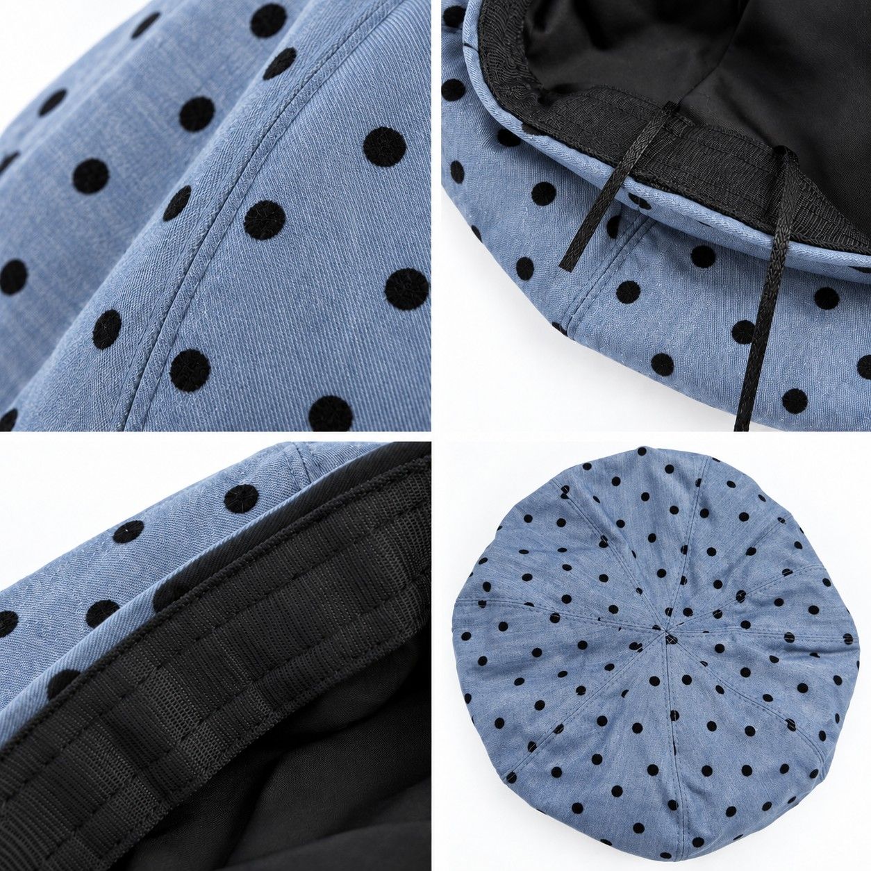 Polka Dot Beret Hat Lightweight French Painter Cap Adjustable Casual Style