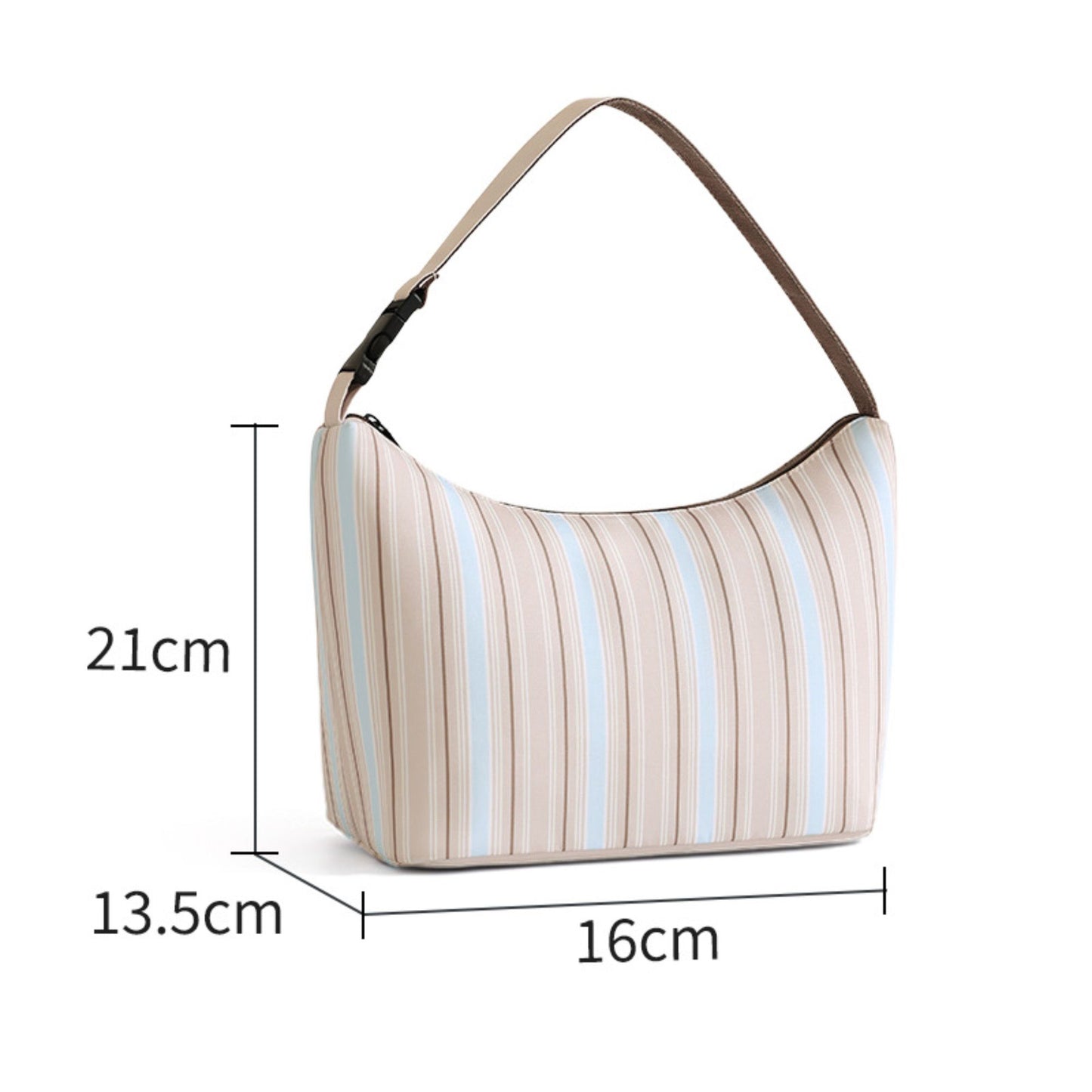 Striped Insulated Lunch Bag Large Capacity Lunch Tote with Shoulder Strap for Work School