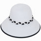 Women's Wide Brim Straw Hat with Braided Band and Contrast Bow Detail