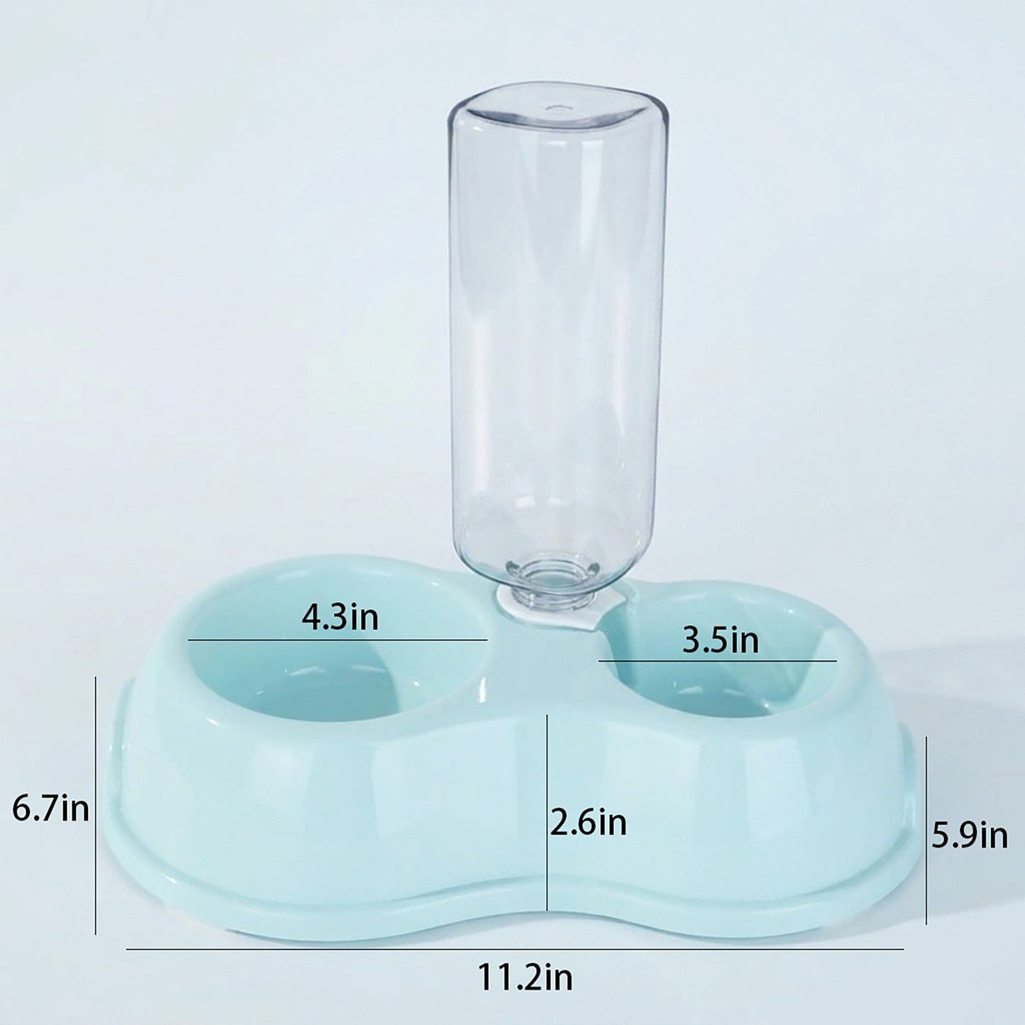 Plastic Double Pet Bowl with Gravity Water Bottle Feeder