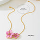 Women's Enamel Flower Pendant Necklace with Gold Chain