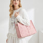 Canvas Tote Bag with Bow Print Large Capacity Lightweight Adjustable Shoulder Bag