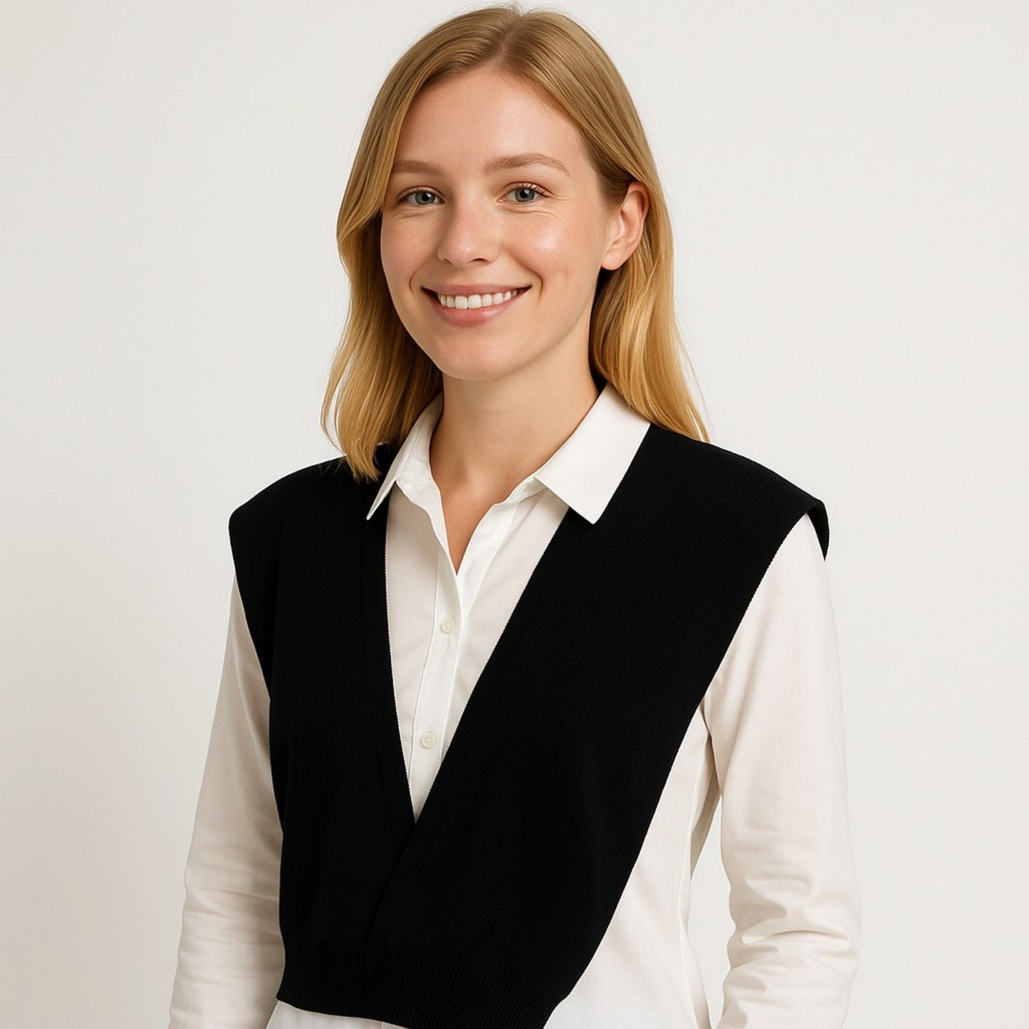 Striped Knit Shoulder Sweater Accessory with Soft Lightweight Fabric 33.5x9.8 inches