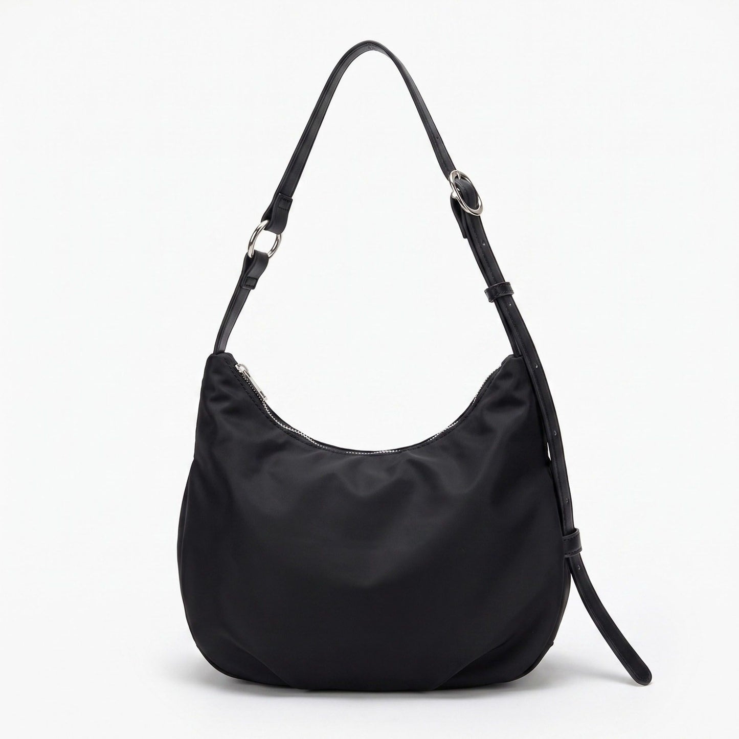 Soft Hobo Shoulder Bag with Adjustable Strap and Zip Closure