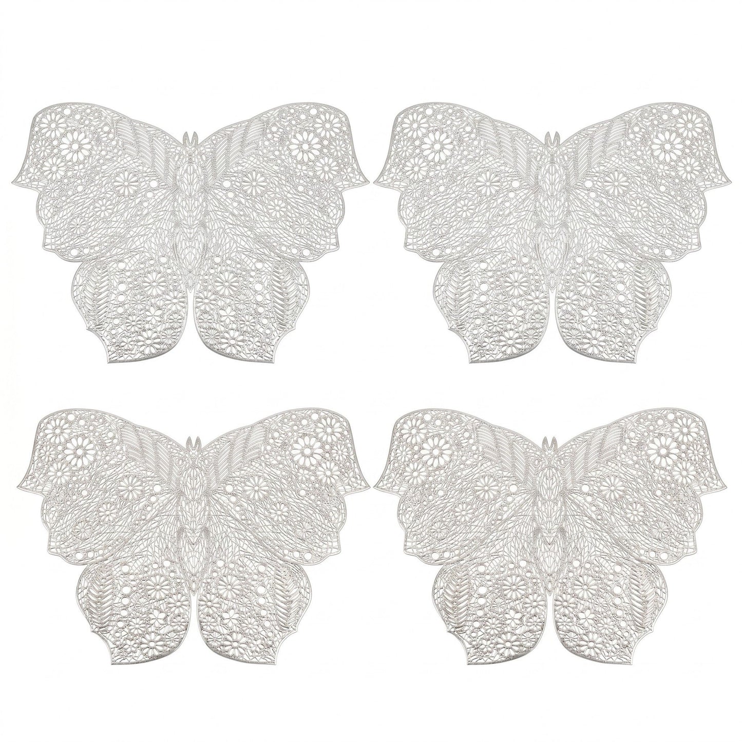 4 Piece Butterfly Placemat Set Decorative PVC Heat Resistant Table Mats for Dining Table