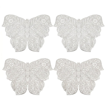 4 Piece Butterfly Placemat Set Decorative PVC Heat Resistant Table Mats for Dining Table