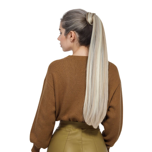 Straight Ponytail Extension - 24 Inch Long Straight Wrap Around Ponytail for Women Clip Ponytail Hair Extensions Synthetic