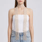Lace Skinny Scarf with Floral Pattern Fringe Trim and Long Neck Tie Design