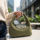 Nylon Mini Hobo Shoulder Bag with Snap Flap Closure and Compact Crescent Silhouette