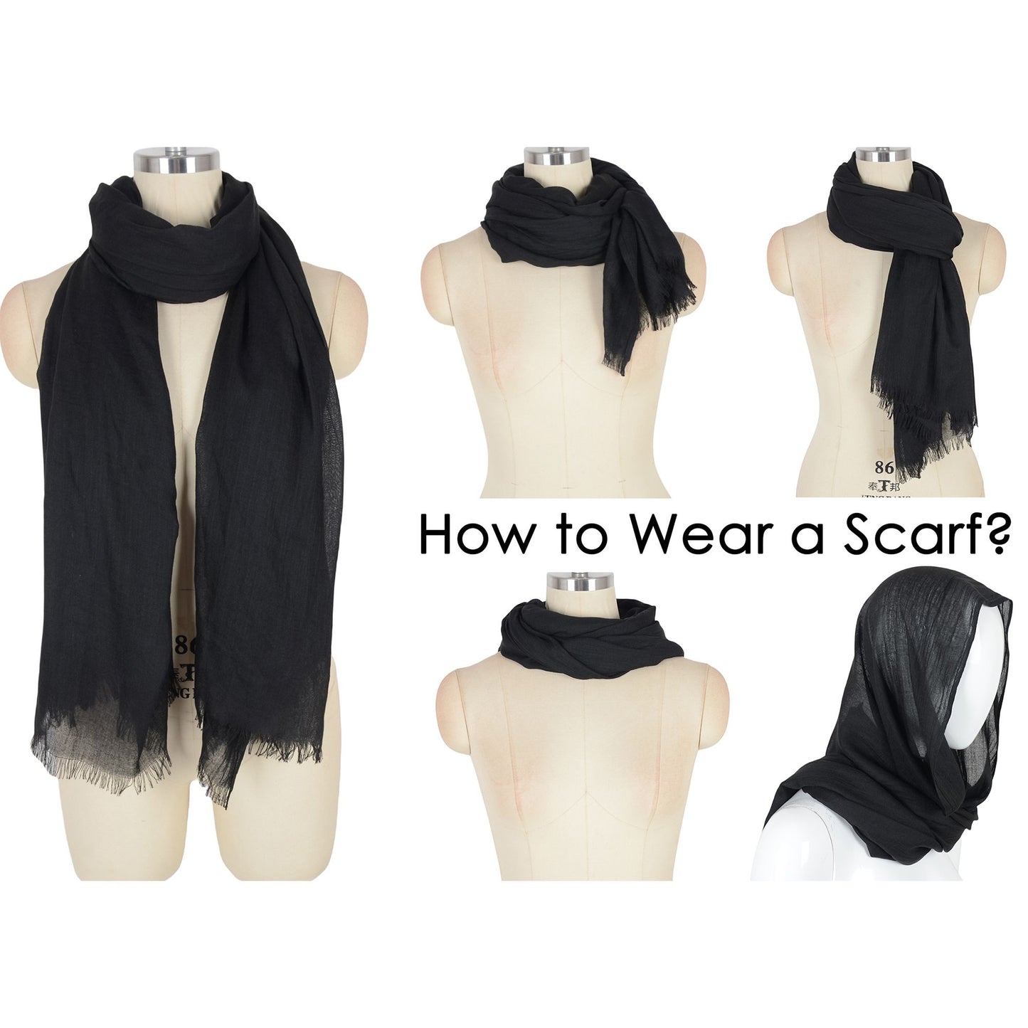 Lightweight Solid Cotton Linen Scarf 78 Inches