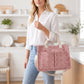 Canvas Tote Bag with Bow Print Large Capacity Lightweight Adjustable Shoulder Bag