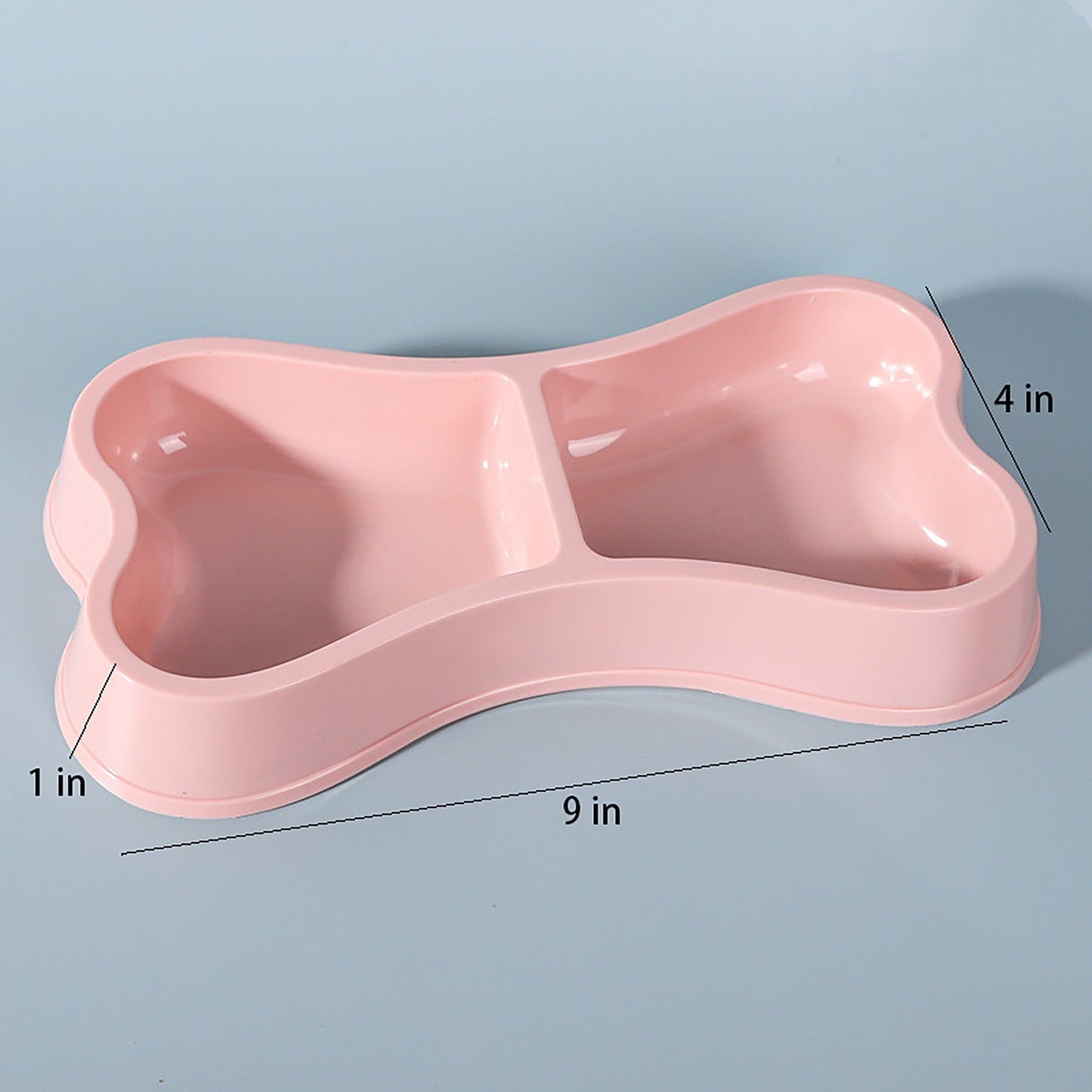 Plastic Bone Shaped Double Pet Bowl for Food and Water