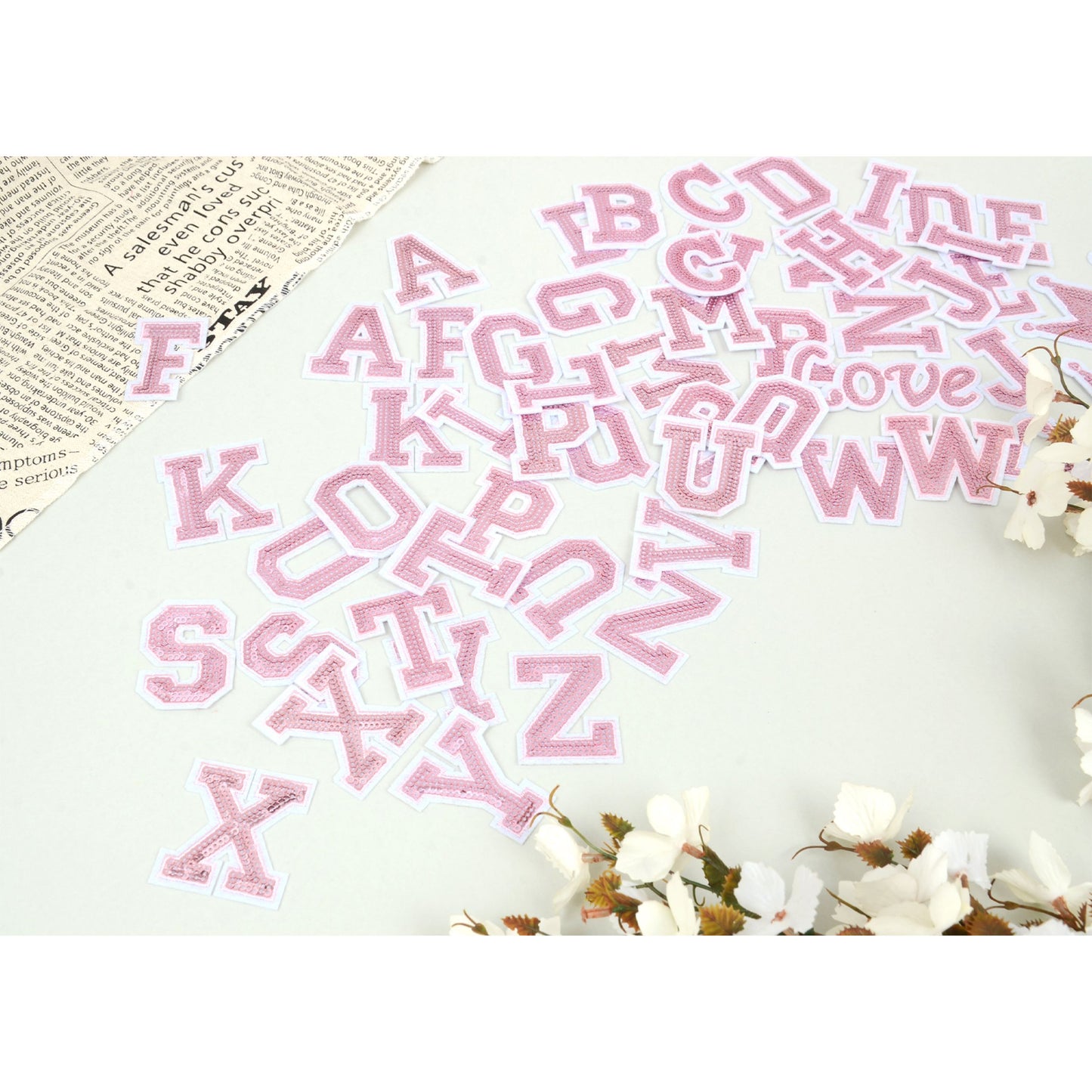 56 PCS Sequin Letter Iron On Patches A-Z Alphabet Varsity Letter Sewing Repair Preppy Glitter Hot-fix for Bag Shoes DIY Supplies