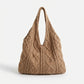 Cable Knit Shoulder Tote Bag Soft Textured Slouchy Lightweight Everyday Carryall