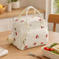 Printed Corduroy Lunch Bag with Adjustable Shoulder Strap
