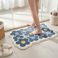 Tufted Floor Mat with Floral Daisy Pattern Non Slip Backing Soft Plush Decorative Scalloped Edge Rug