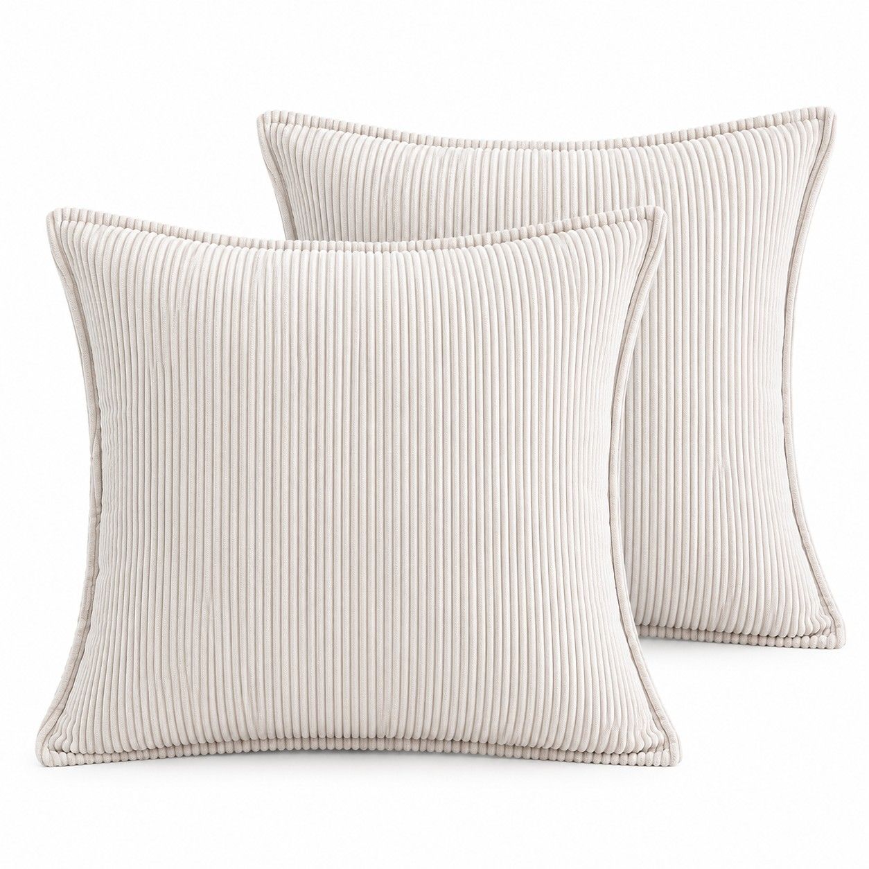 2 Pack Soft Ribbed Corduroy Throw Pillow Covers 18 x 18 Inch Solid Color
