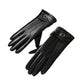 Faux Leather Winter Gloves with Crisscross Wrist Strap and Full Finger Design 9.4 x 3.3in