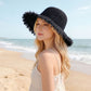 Straw Bucket Hat Frayed Edge Wide Brim Sun Hat Summer Beach UV Protection Cap