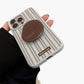 Striped Phone Case with Built In Phone Stand Raised Grip Accent Glossy Finish Slim Protective Cover