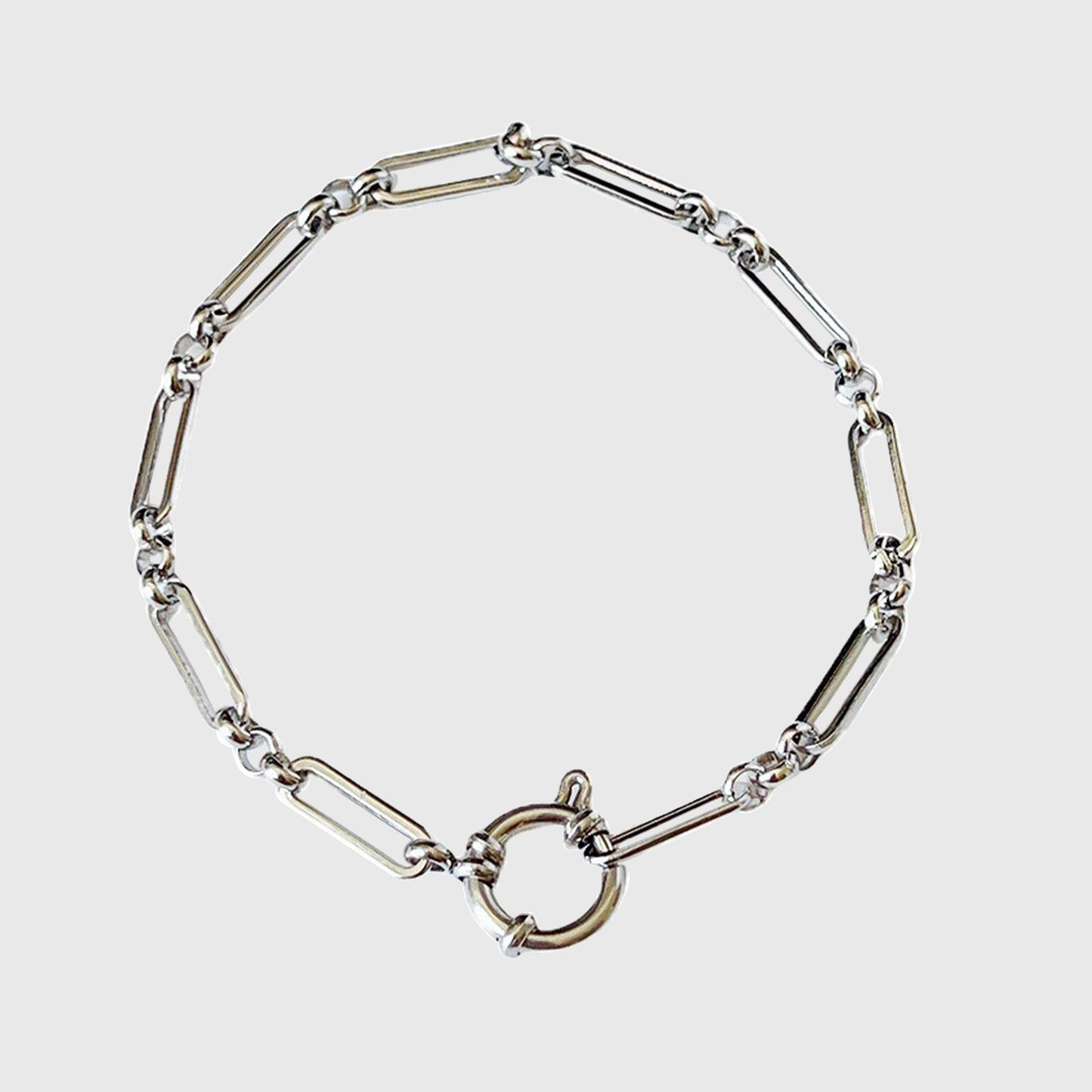 Women's Paperclip Chain Bracelet - Open Ring Clasp Bracelet for Minimalist Modern Styling