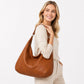 Large Slouchy Hobo Shoulder Bag with Zip Closure and Inner Pockets