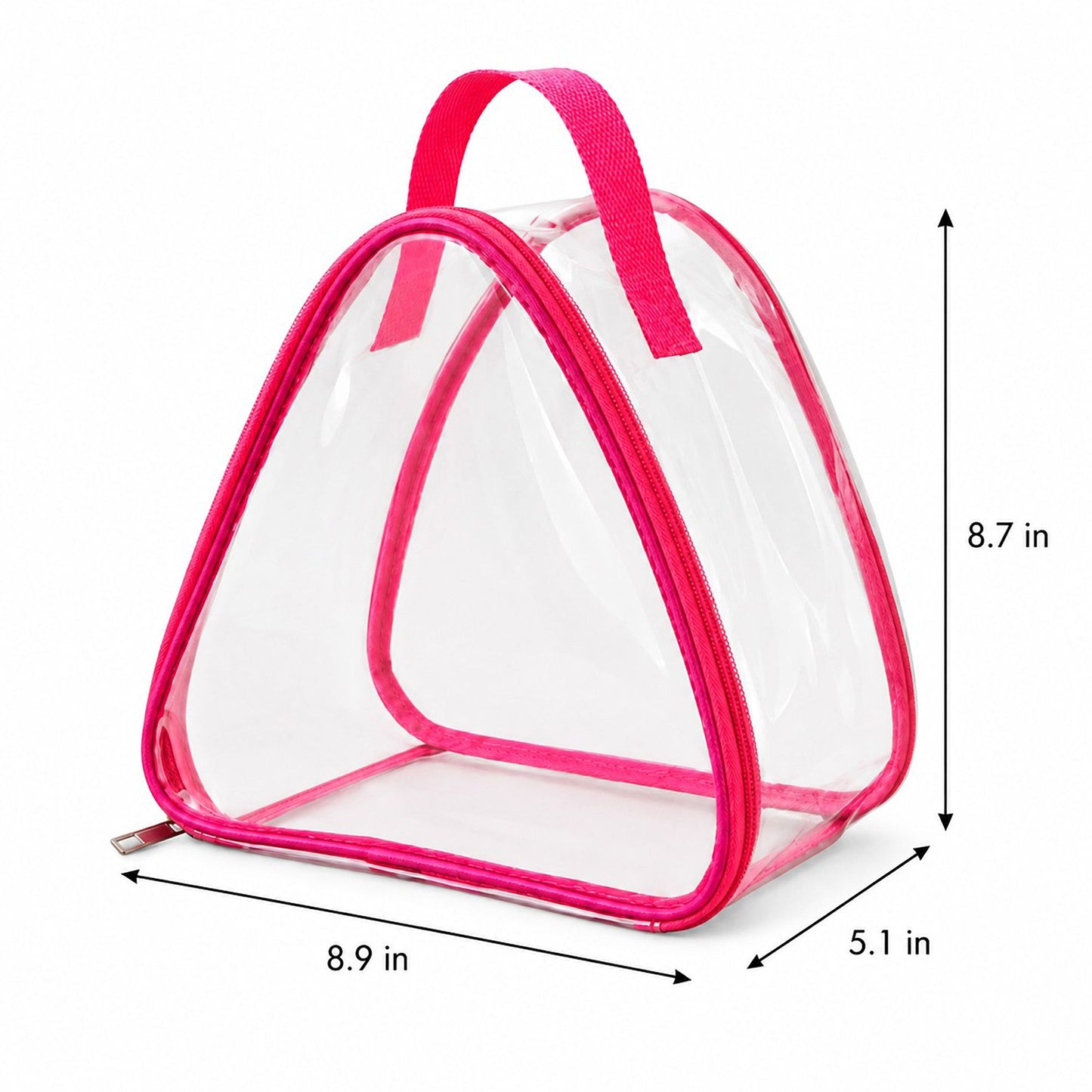 Clear Triangular Lunch Bag with Zipper Closure and Top Handle