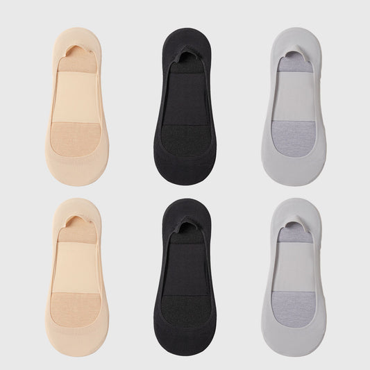 Non-slip No Show Socks Soft Solid Bottom for Casual 6Pk
