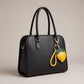 Peach Bag Charm with Braided Leather Loop and Gold Tone Hardware