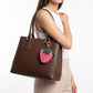 Pear Pouch Bag Charm with Zipper Closure and Gold Tone Clip
