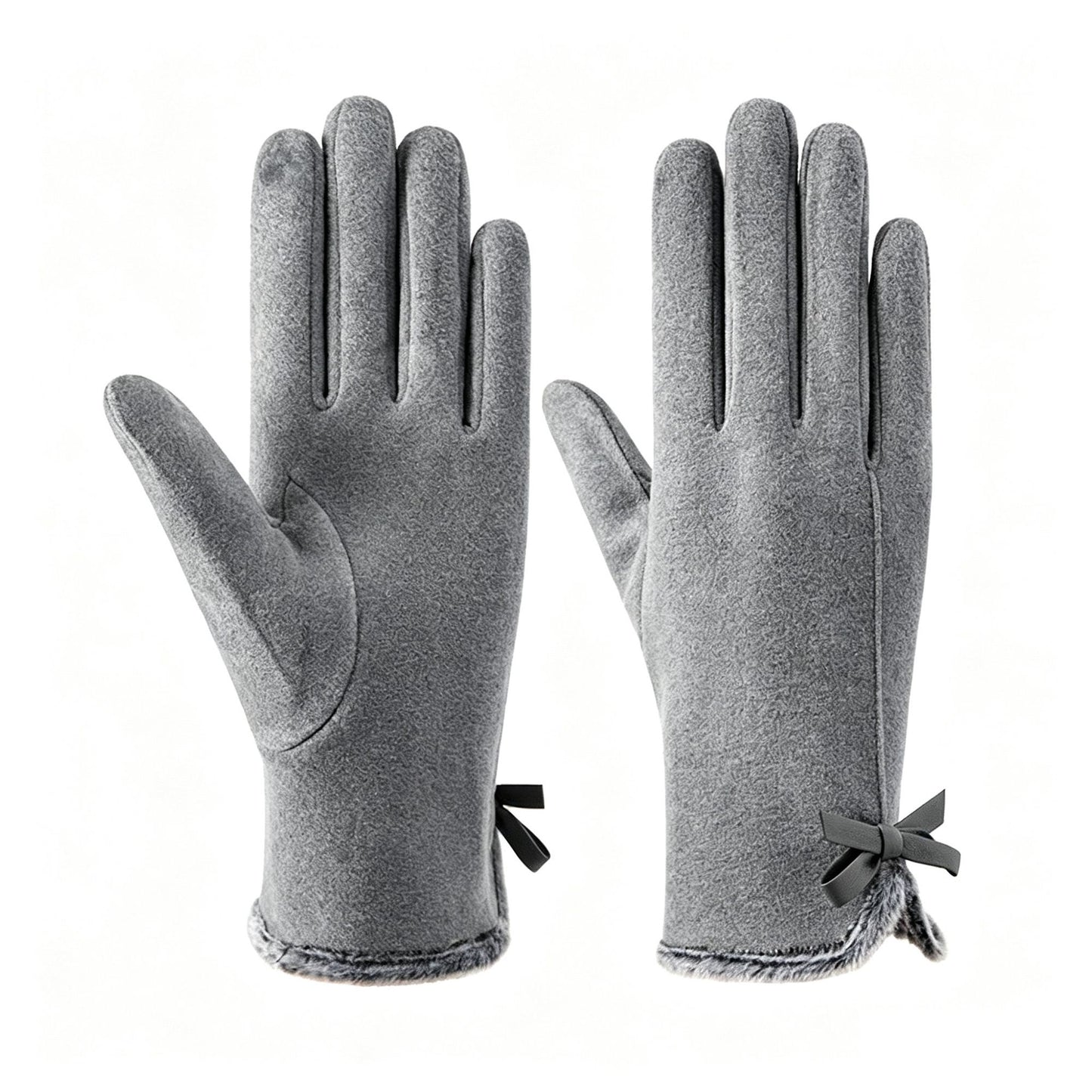 Bow Detail Fleece Lined Touchscreen Winter Gloves