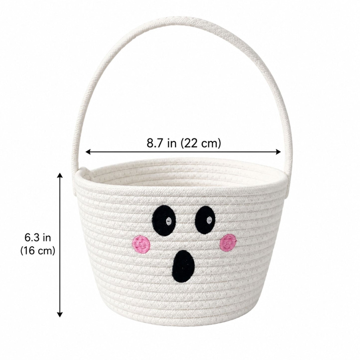 Halloween Trick or Treat Woven Rope Candy Basket Pumpkin Ghost with Handle
