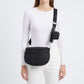 Grid Padded Saddle Crossbody Bag with Detachable Mini Pouch and Adjustable Wide Shoulder Strap 10.2x4.5x8.3in