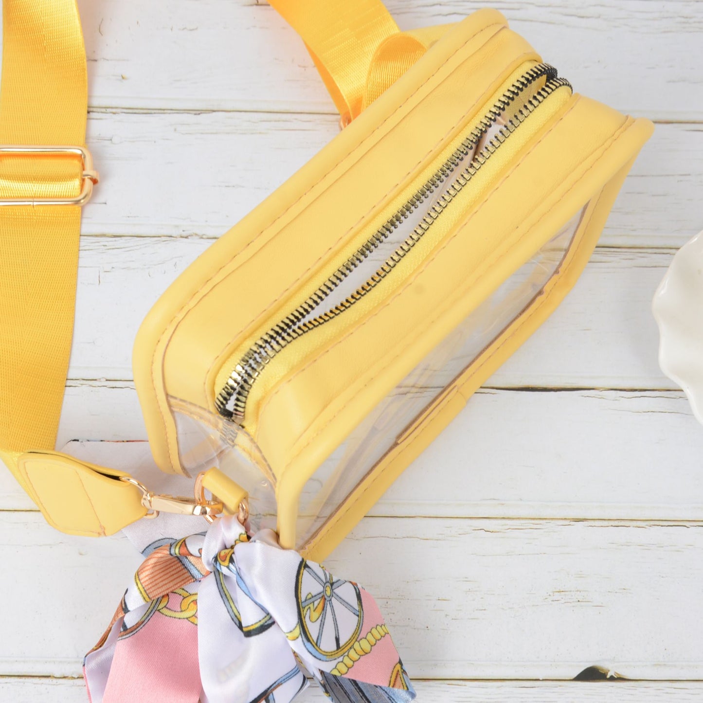Women's Chic Transparent Crossbody & Messenger Bags with Decorative Scarf