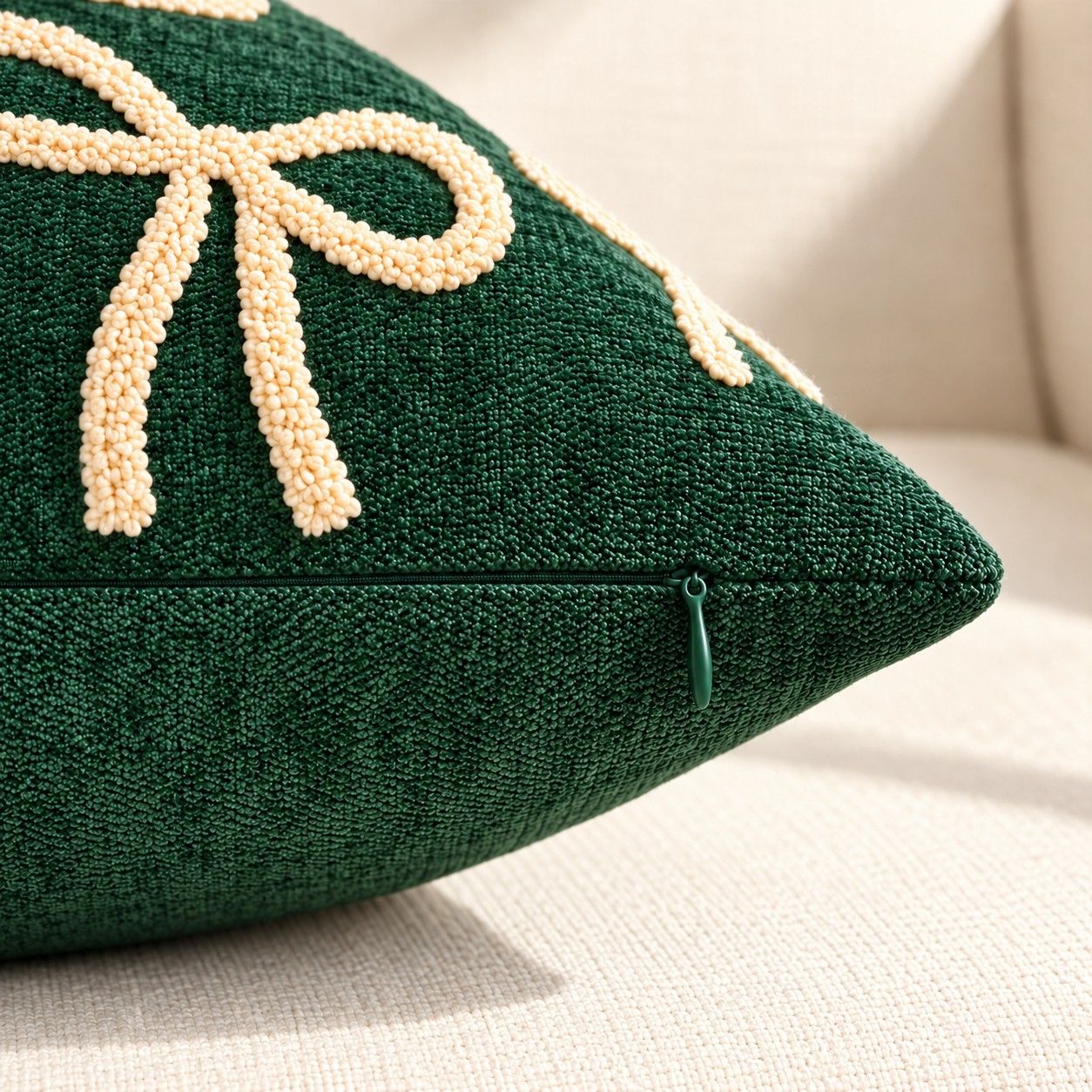 Christmas Embroidered Throw Pillow Cover 18 x 18 Inch Holiday Home Decor