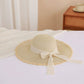Wide Brim Straw Sun Hat with Lace Tie Breathable Summer Beach Floppy Hat