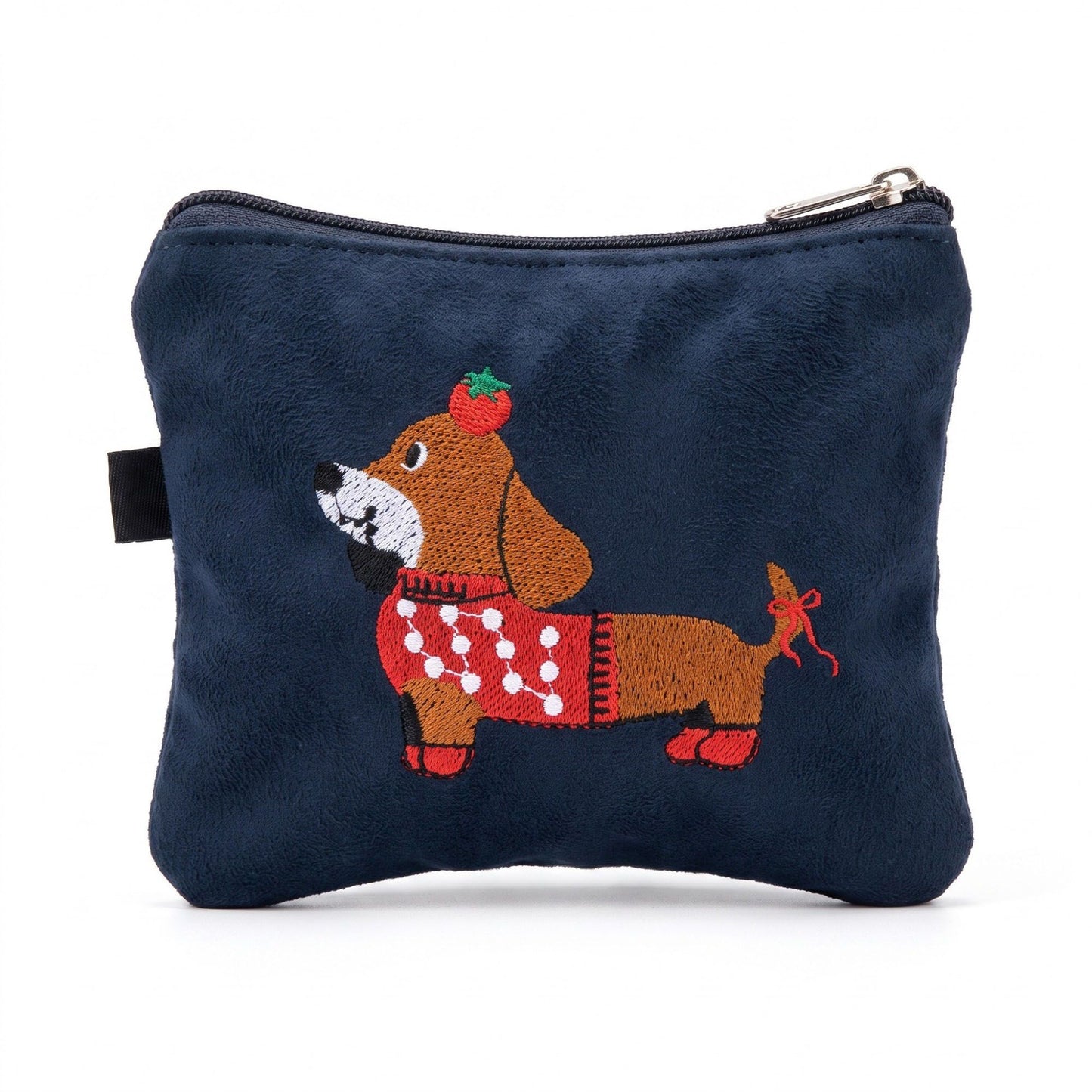 Embroidered Dachshund Zipper Pouch Small Cosmetic Bag Coin Purse Organizer