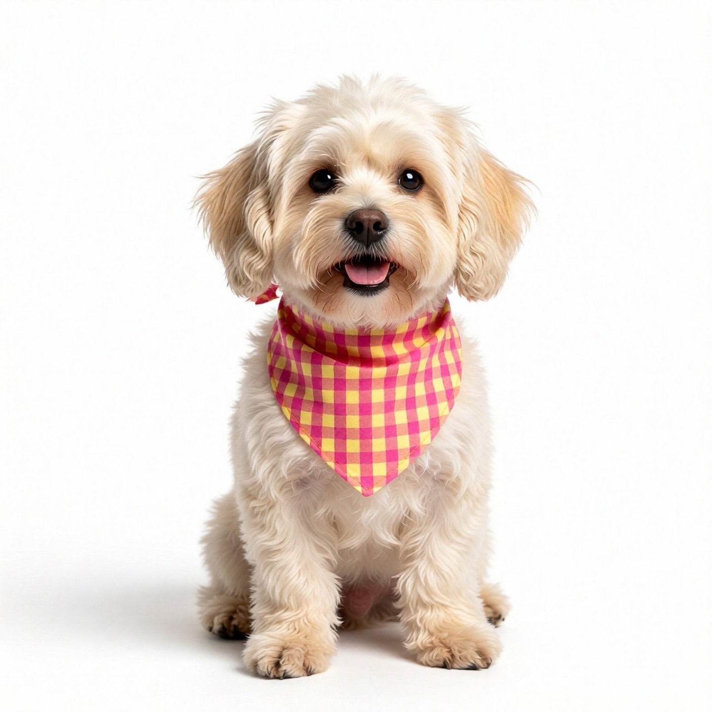Large Pet Bandana Scarf Pink Gingham Triangle Bib for Dogs and Cats Neckerchief